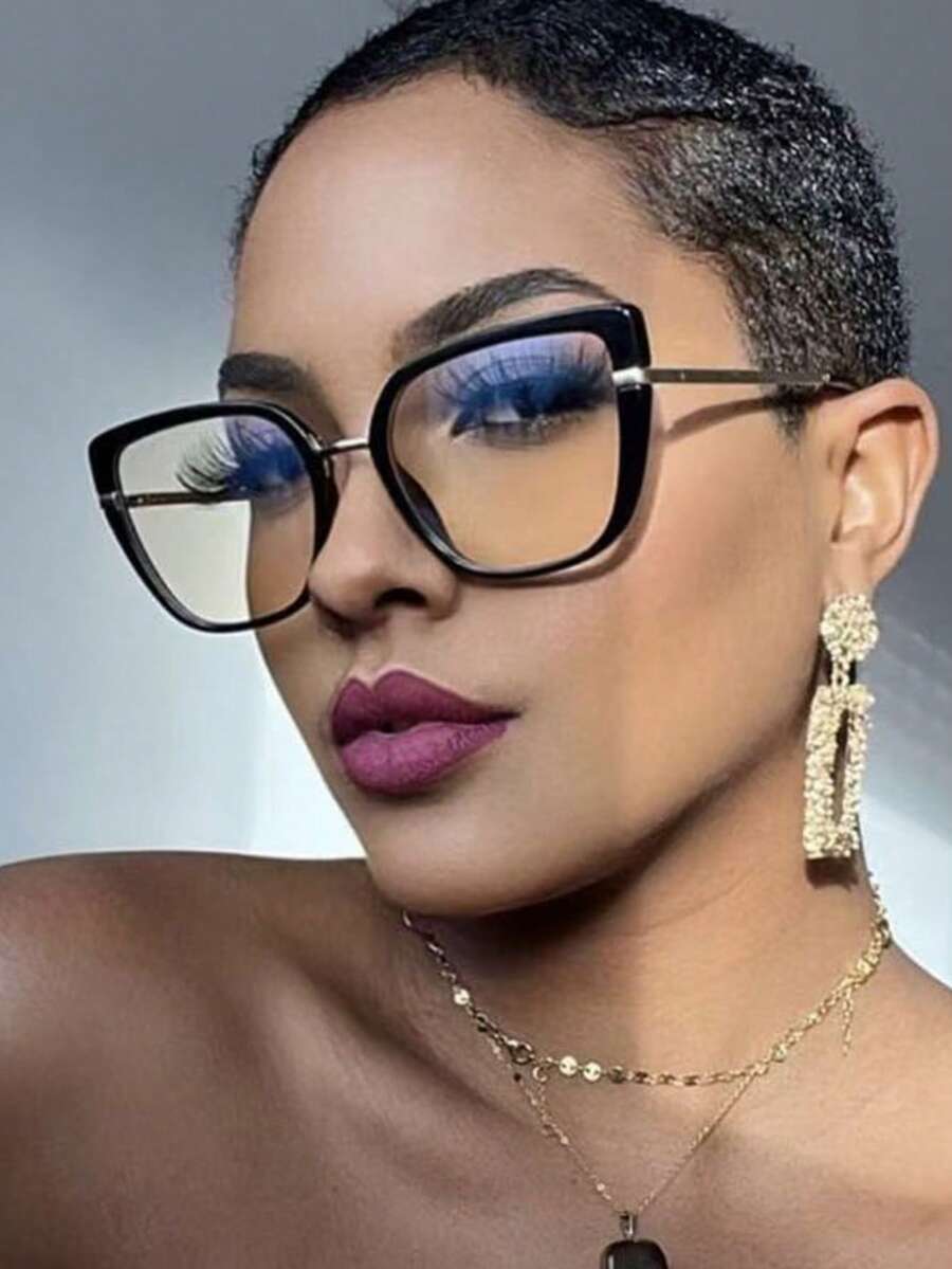 アクセサリー レディース アイアクセサリー 1個 猫目型 レディース プラノメガネ、新しいバタフライフレームファッションY2Kアイ拍卖