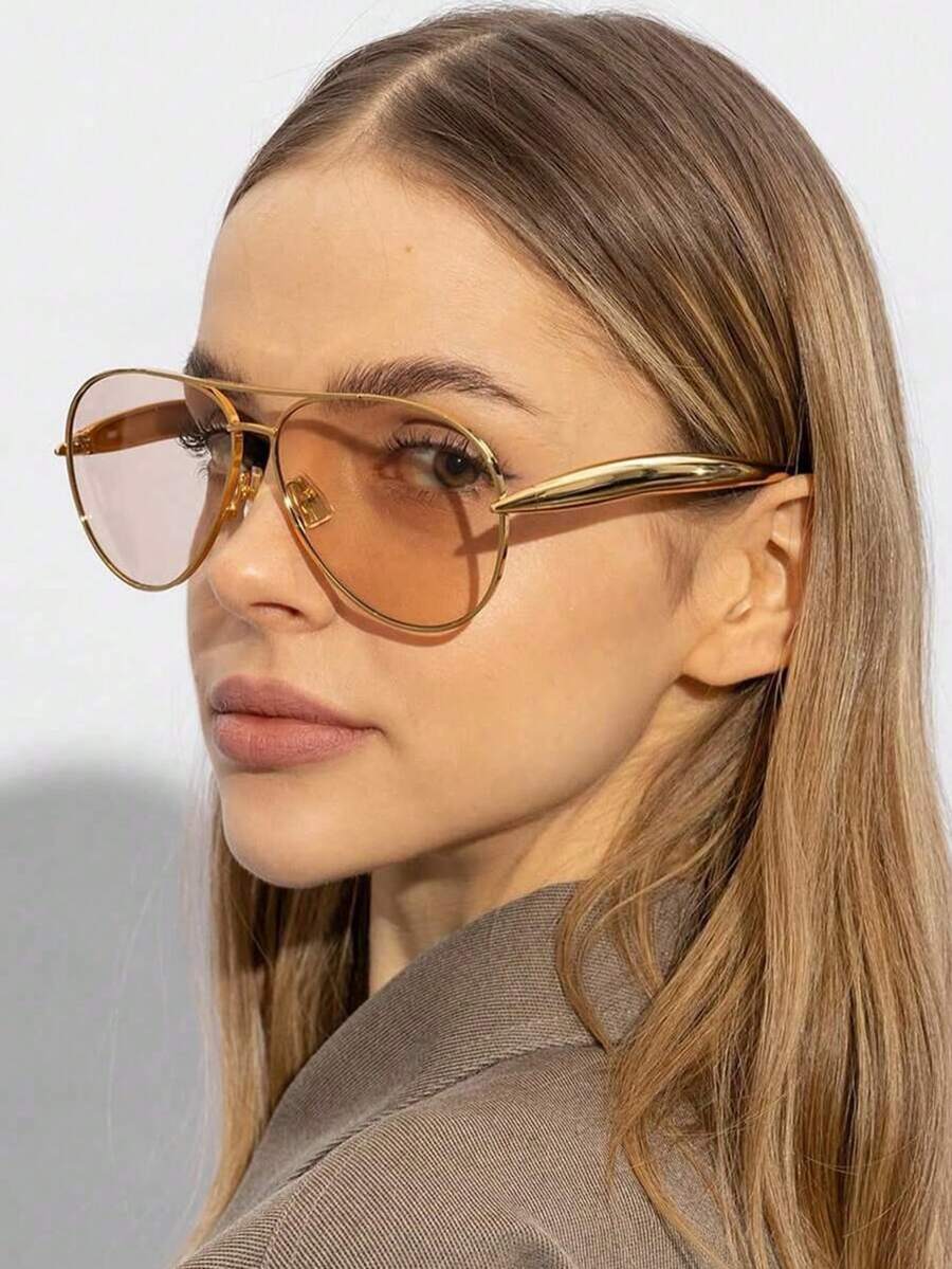 アクセサリー レディース アイアクセサリー 1個 パイロットフレームメガネ メタルダブルビーム トード型メガネ ヨーロッパ・アメリ拍卖