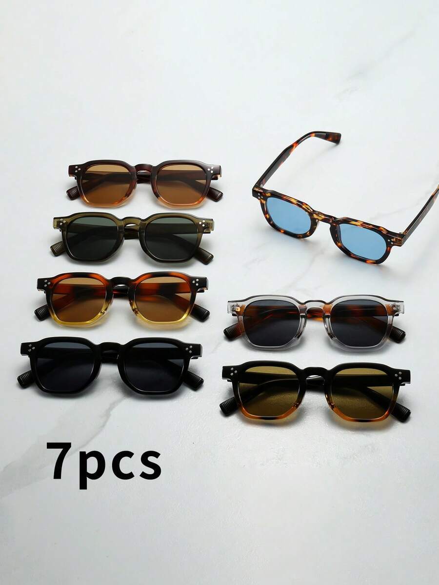 アクセサリー メンズ アイアクセサリー 7個セット メンズ オーバル小型フレーム ミニマリストスタイリッシュファッションメガネ、運拍卖