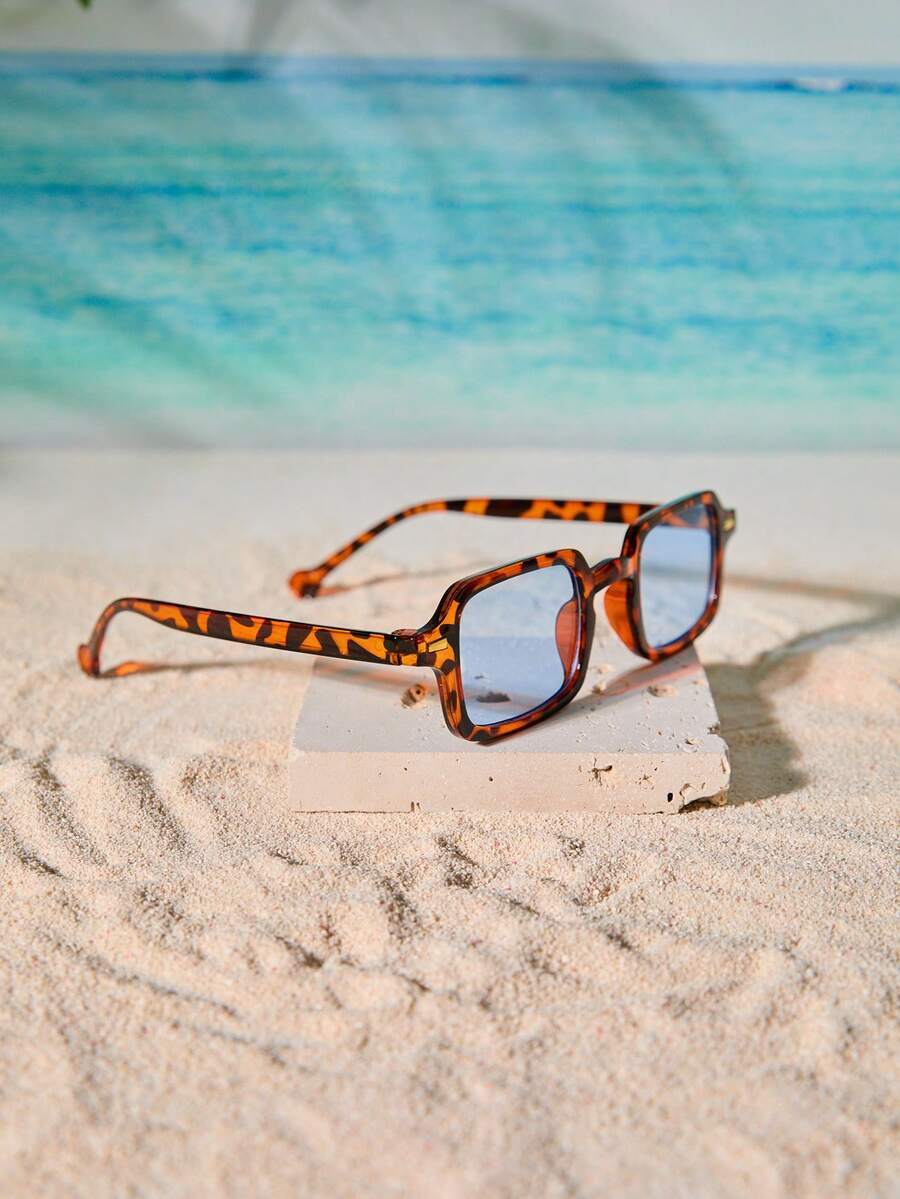 アクセサリー レディース アイアクセサリー 1個 小さな正方形フレーム リベット レオパード柄 カジュアル エレガント ハイエンド拍卖