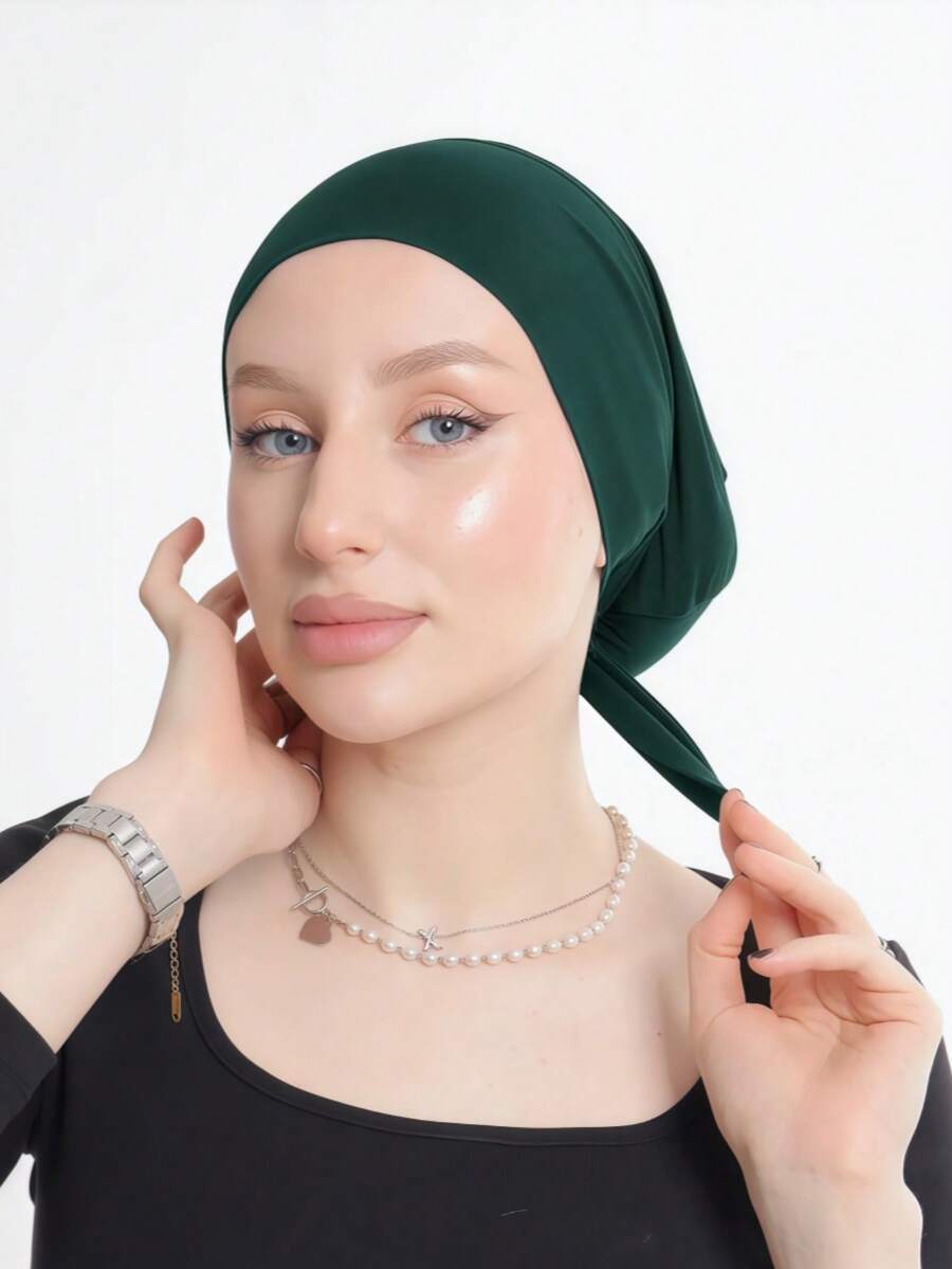 アクセサリー レディース スカーフ 1個 無地シンプルファッション ソフトタイストラップ ターバン ヒジャブ キャップ、ヘッドラッ拍卖