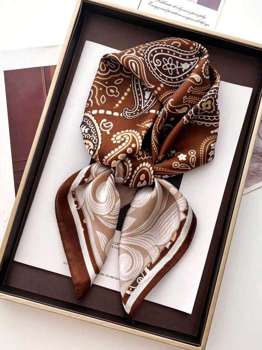 アクセサリー レディース スカーフ 70*70cm スクエアスカーフ レディース サテン バンダナ プリント バッグスカーフ ヘア拍卖