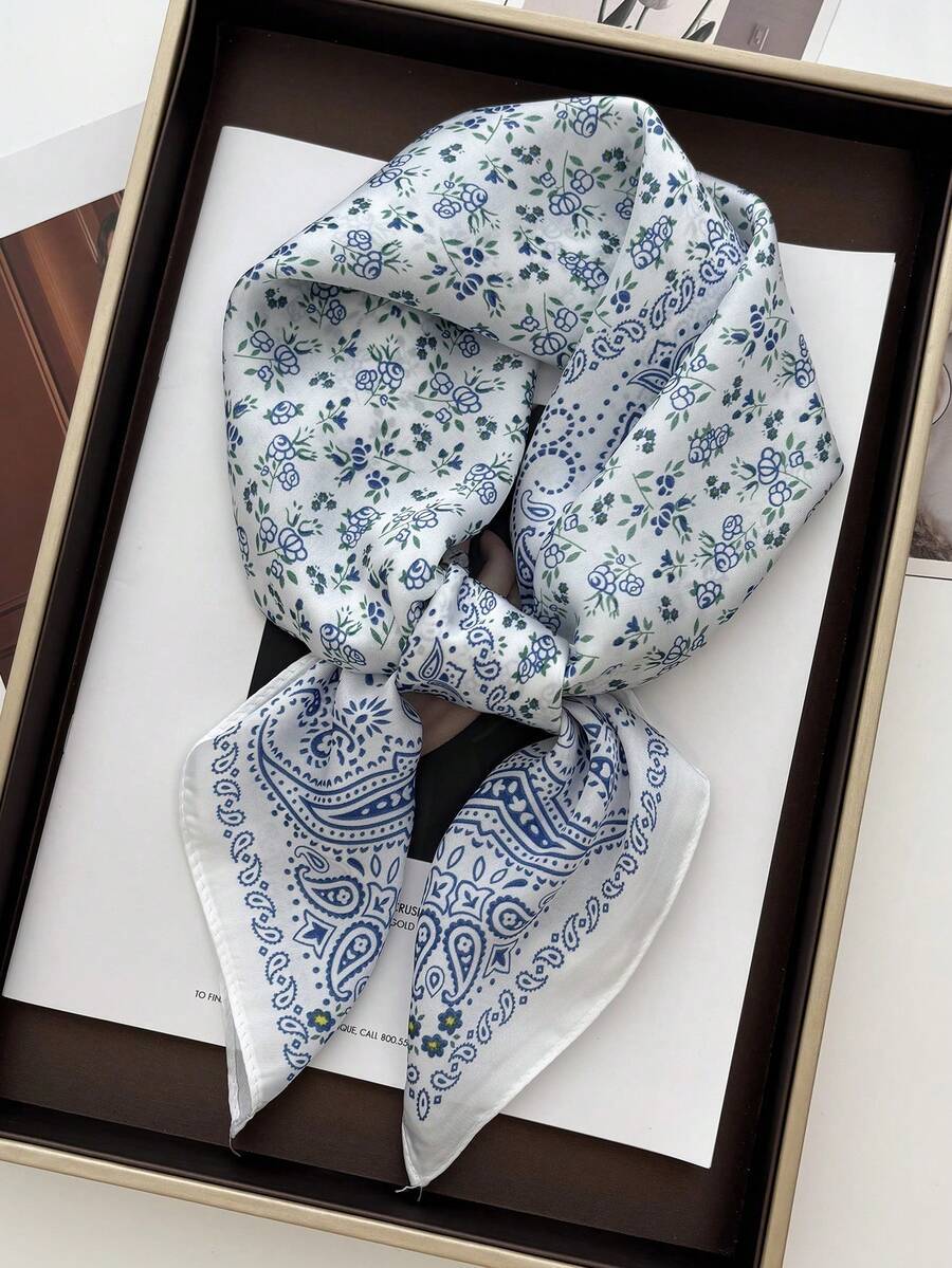 アクセサリー レディース スカーフ 1枚 ファッションペイズリー柄70cm正方形スカーフ レディース サテン ショール ネッカチー拍卖