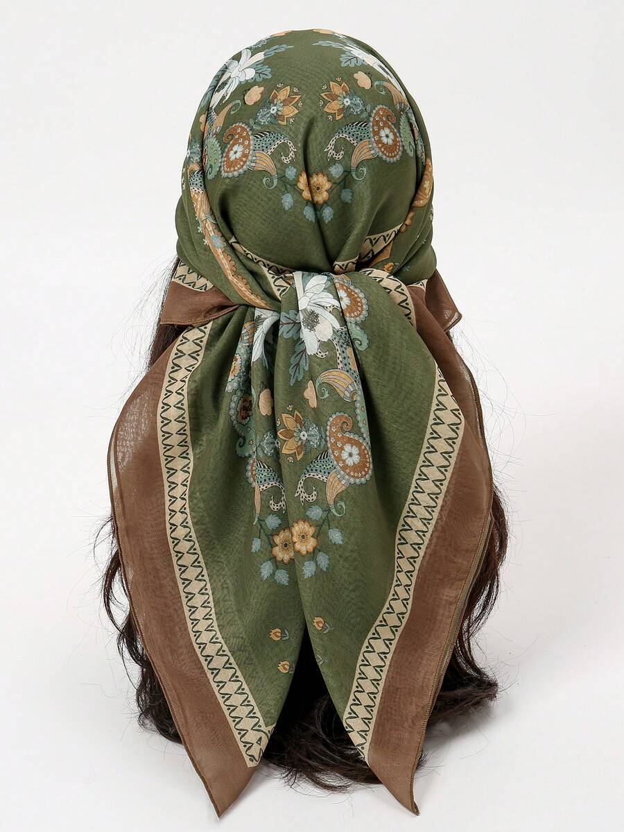 アクセサリー レディース スカーフ 1枚 ボヘミアン調 90*90cm プリントフェイクシルクサテンスカーフ、プロフェッショナルス拍卖