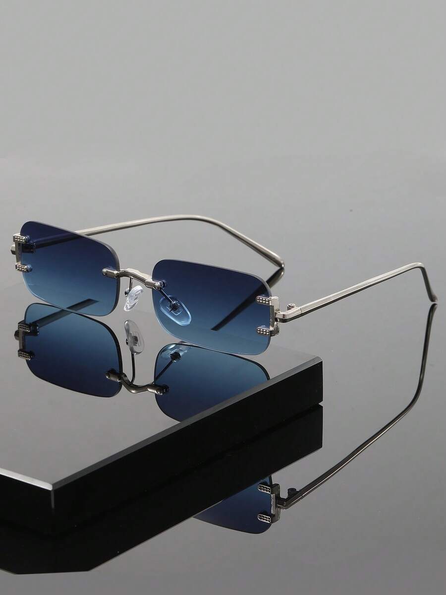 アクセサリー メンズ アイアクセサリー メンズ メタル スクエア 細フレームレス ファッションメガネ 1ペア拍卖