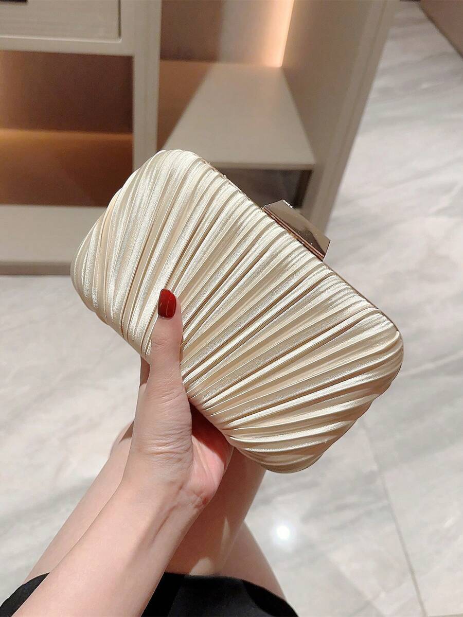 バッグ レディース ドレスバッグ エレガントなプリーツチェーンサテンボックスイブニングバッグ レディース用拍卖