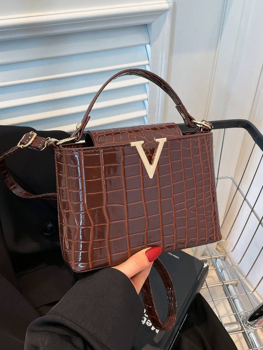 バッグ レディース ハンドバッグ ファッション ミニ 無地 シンプル ハードウェアロック バックル装飾 PU 防水 ファブリック拍卖