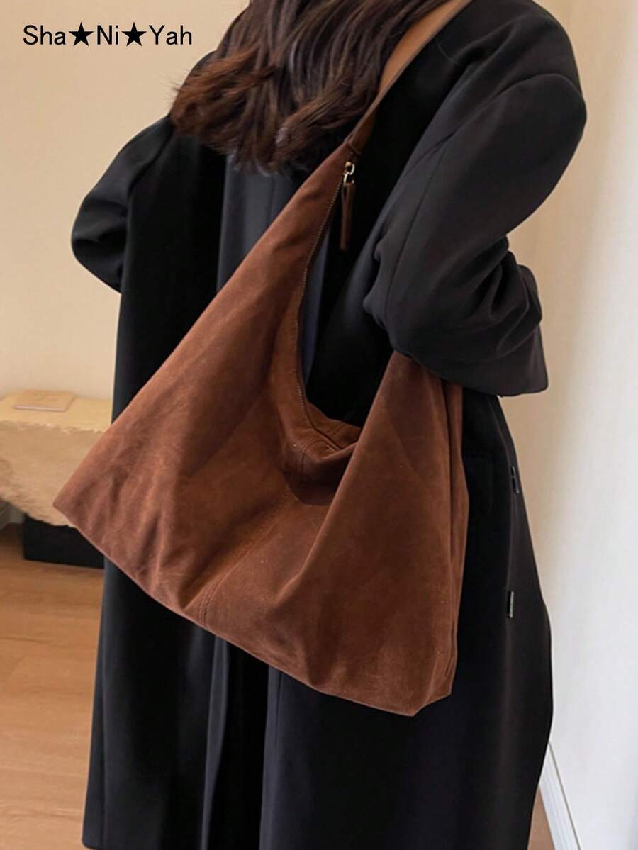 バッグ レディース トートバッグ レトロスエード大容量カジュアルショルダートートバッグ、パッチワークカラーブロックハンドバッグ、エ拍卖