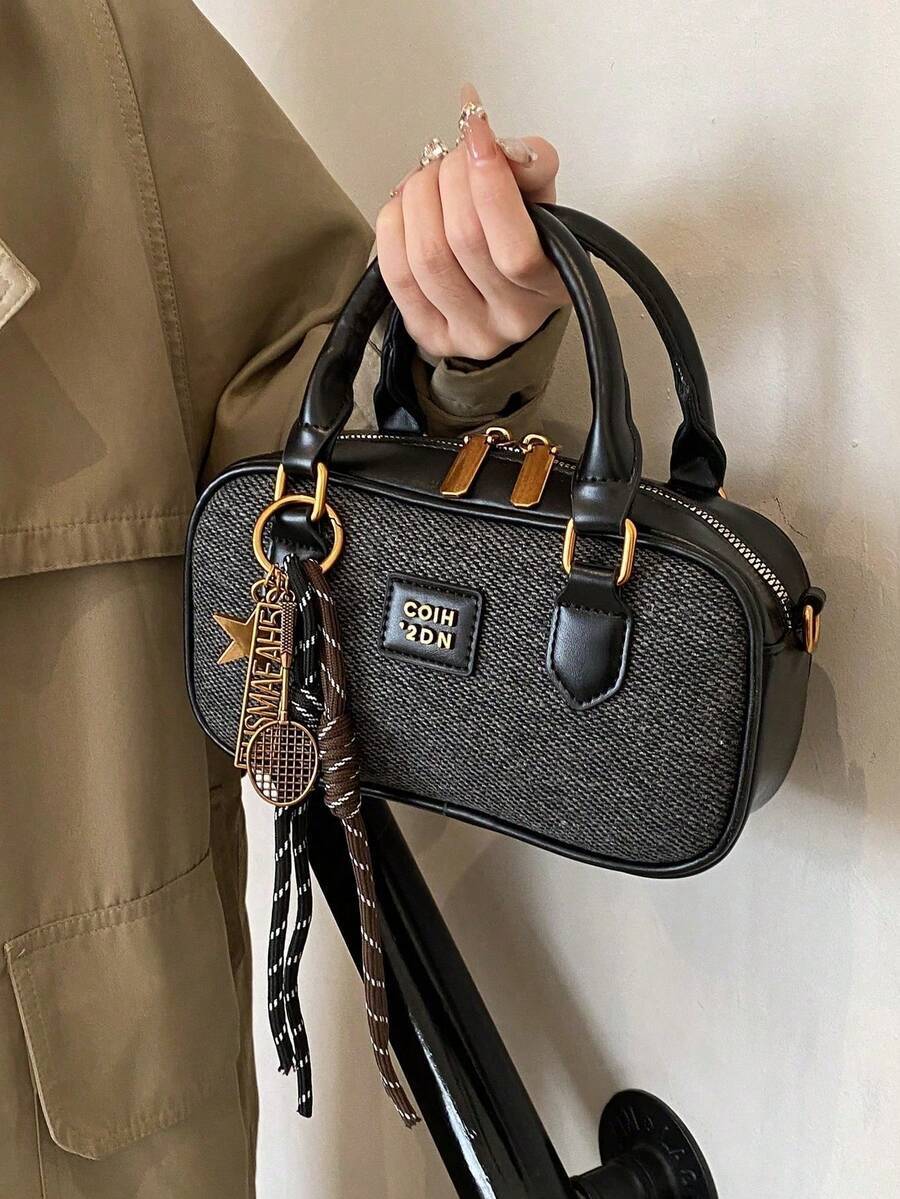 バッグ レディース ハンドバッグ ぬいぐるみドール装飾クロスボディバッグ、大容量ソフトレザーボストントートバッグ、通勤用として年中拍卖