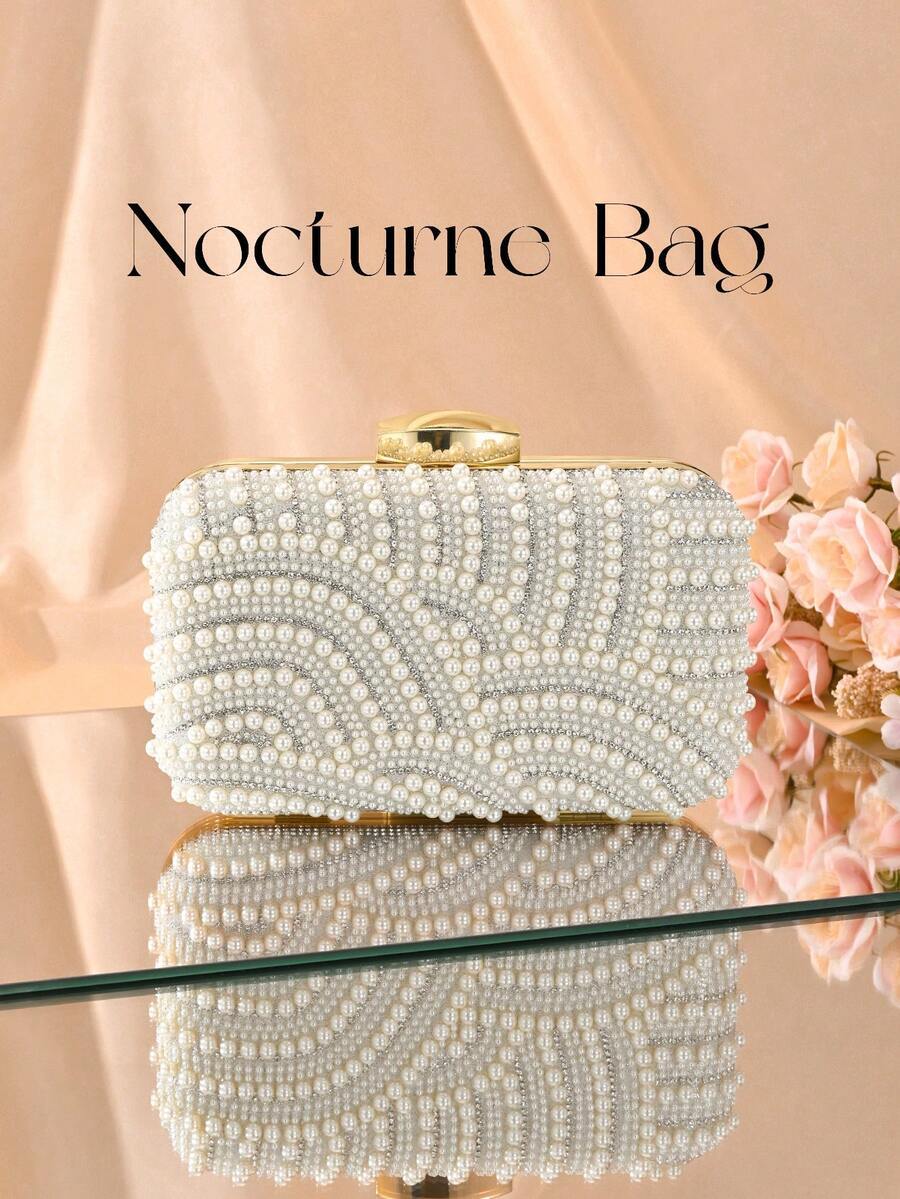 バッグ レディース クラッチバッグ エレガントなパールクラッチバッグ、取り外し可能なチェーン付き レディース イブニングバッグ、結拍卖