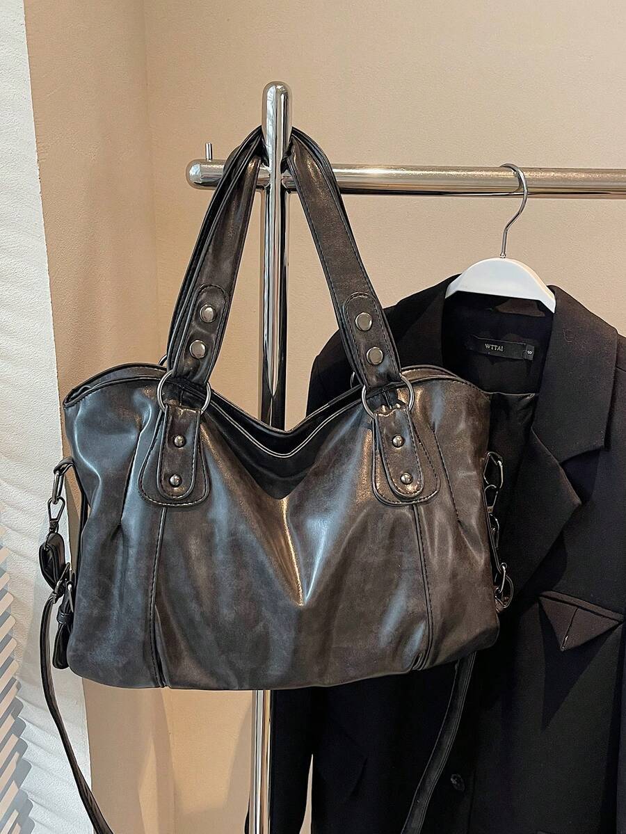 バッグ レディース ショルダーバッグ レトロミニマリスト大容量ファッション学生/通勤トートバッグ拍卖