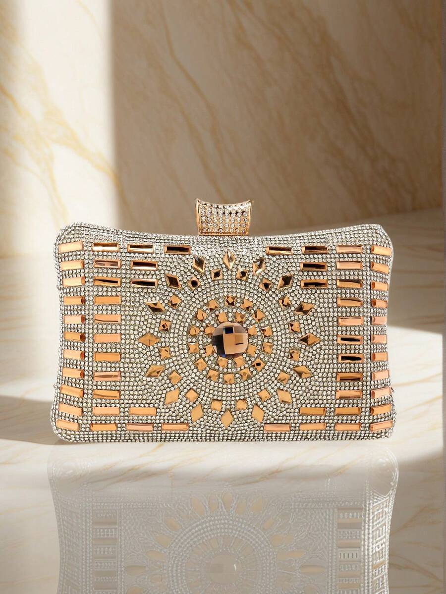 バッグ レディース ドレスバッグ 女性用イブニングパーティークラッチバッグ、大きなラインストーンデコレーション、結婚式、パーティー拍卖
