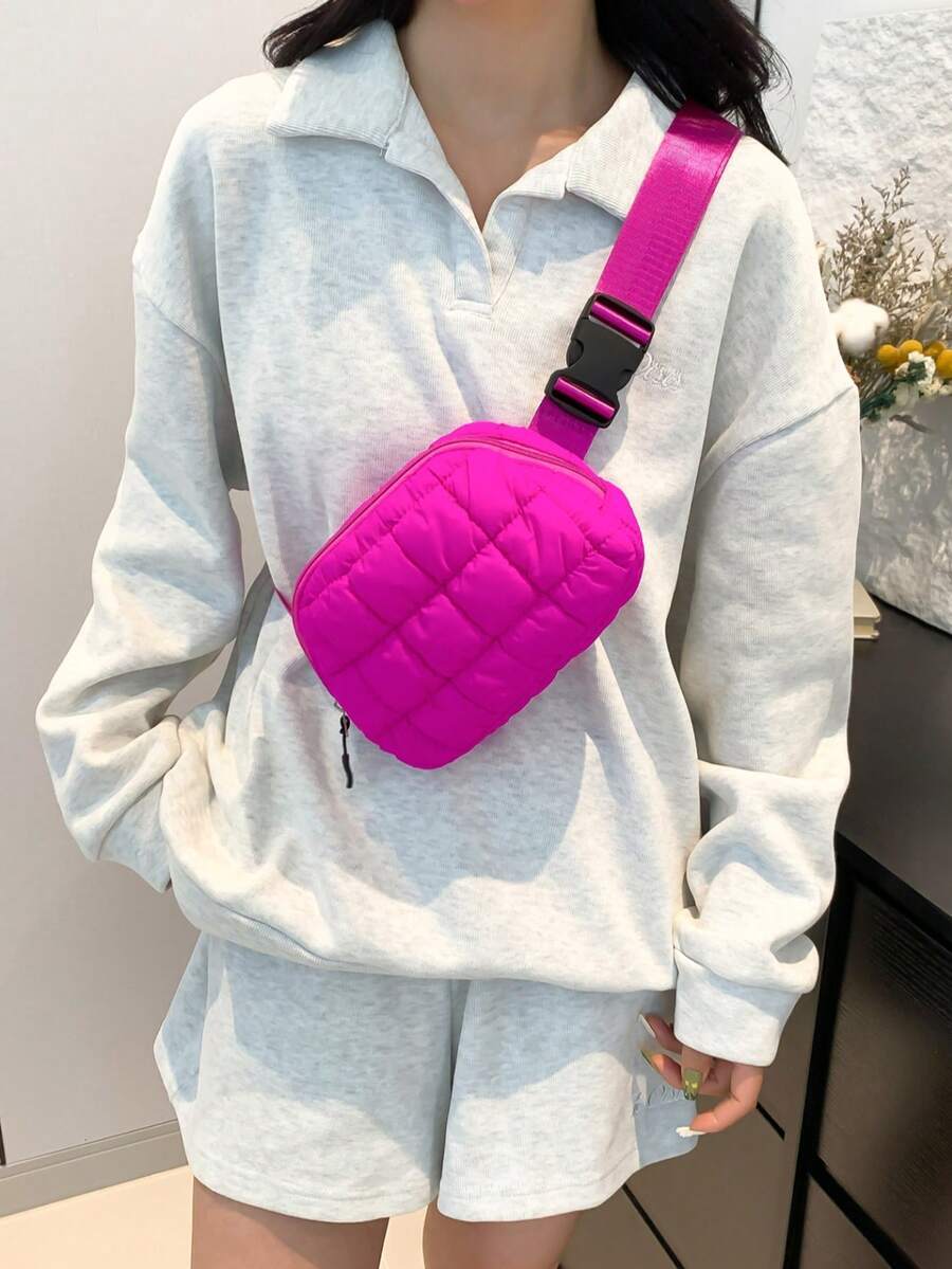 バッグ レディース ウエストバッグ キルティング フワフワ ウエストポーチ、ファッショナブル、超快適、調整可能なショルダーバッグ、拍卖