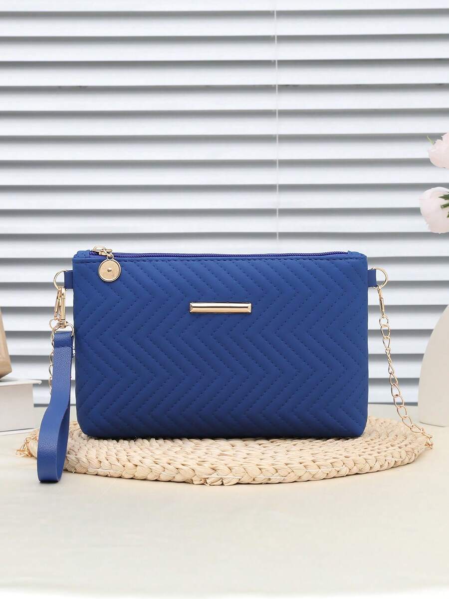 バッグ レディース ショルダーバッグ ミニ PU エンボス ブルー 波紋 ミニマリスト ソリッドカラー ショルダークラッチバッグ拍卖