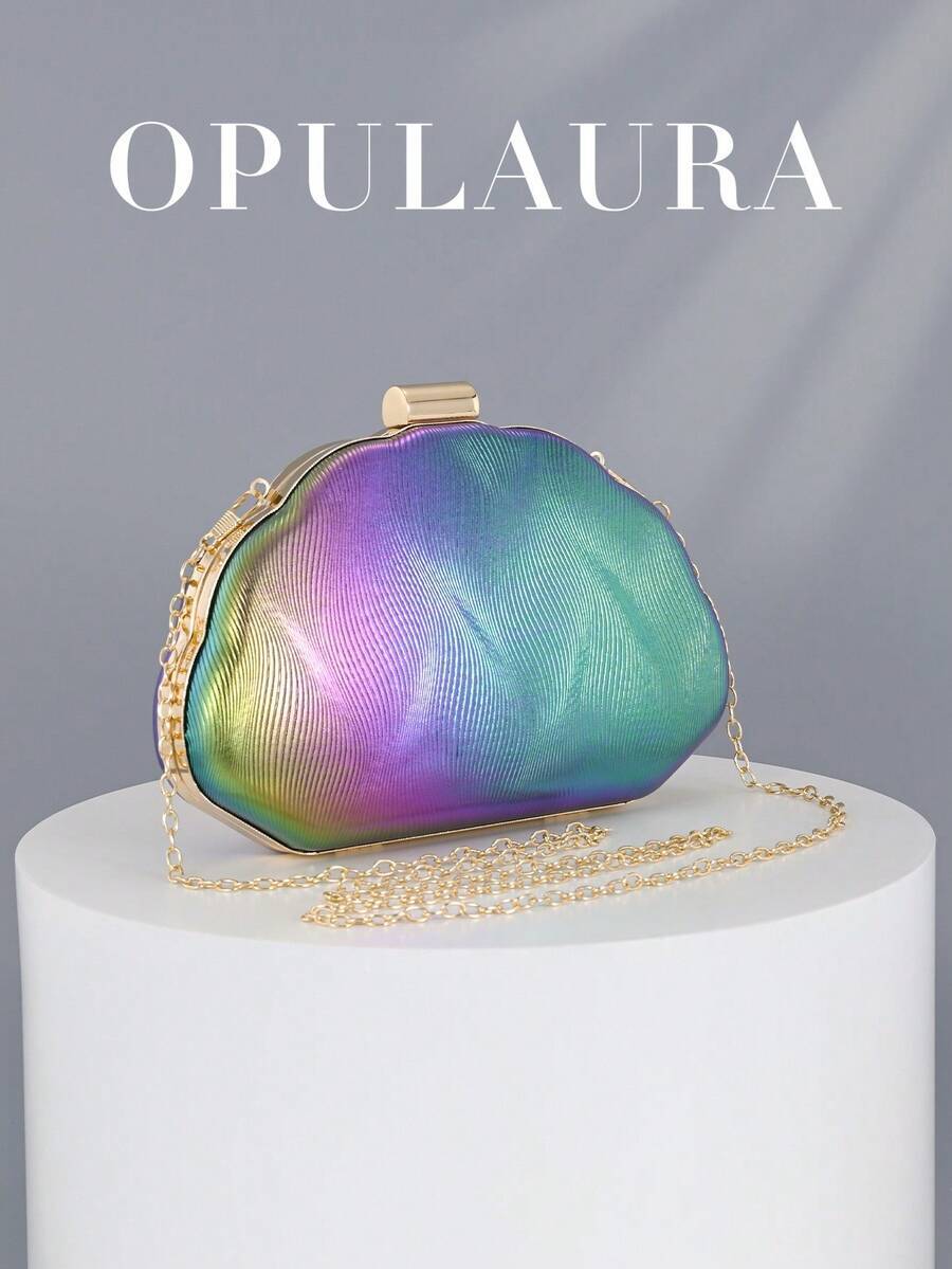 バッグ レディース ドレスバッグ ウィメンズミニマリスト貝殻型高級レザークラッチバッグ - 優雅で魅力的な晩餐ドレス用財布、きらめ拍卖