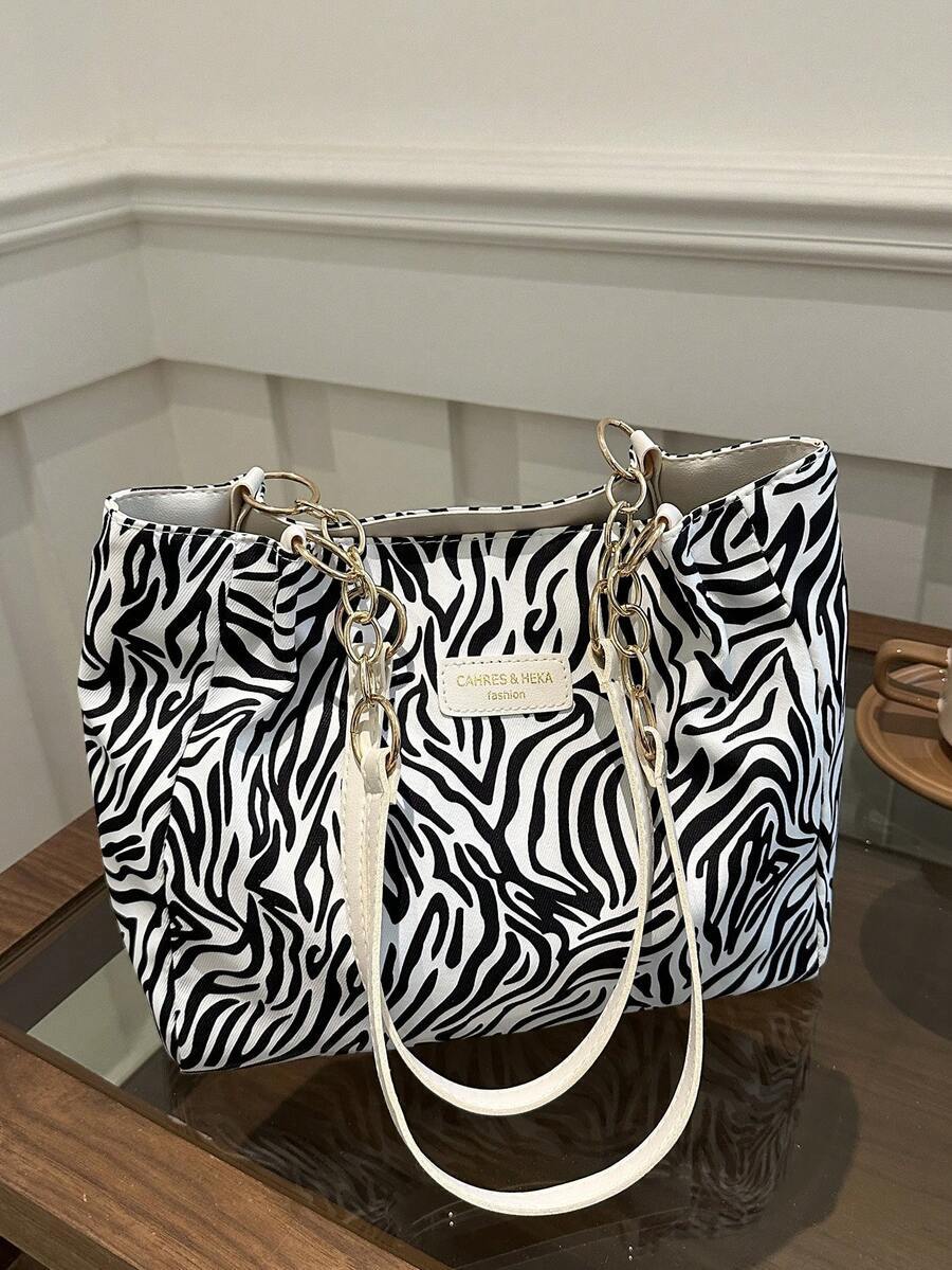 バッグ レディース ショルダーバッグ ファッショナブルなストライプのハンドバッグ - レディース大容量ショルダーバッグ - ジッパ拍卖