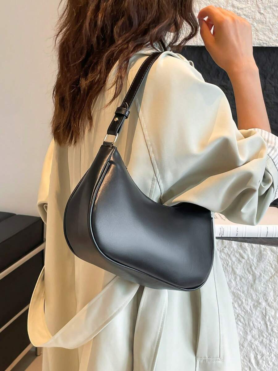 バッグ レディース ショルダーバッグ ミニマリスト クレセントムーン型 PUレザー レディースショルダーバッグ、ファッション アン拍卖