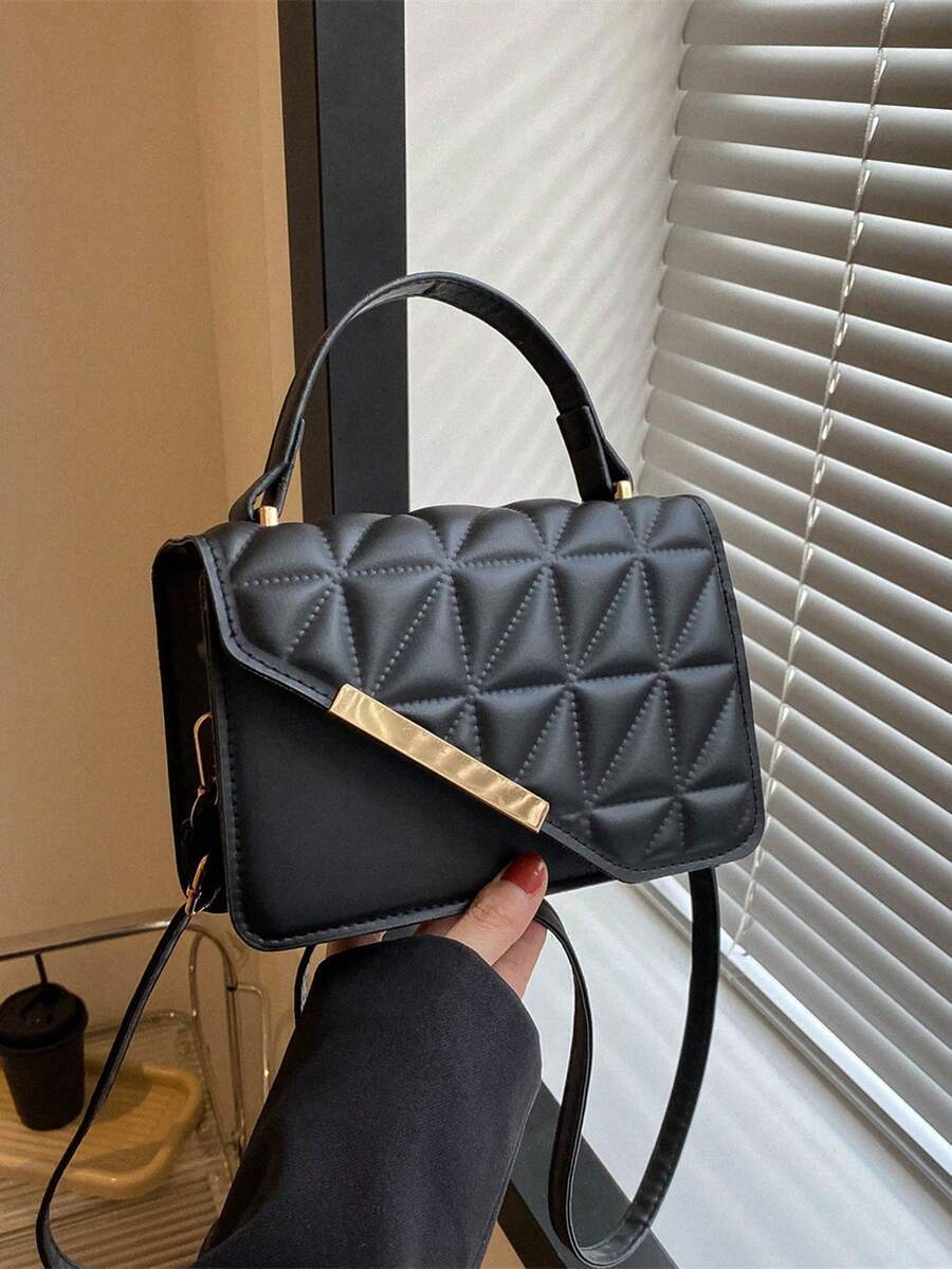 バッグ レディース ハンドバッグ 1個 無地 PUレザー 型押し ミニハンドバッグ、ダイヤモンドパターン、ファッショナブルで多用途拍卖