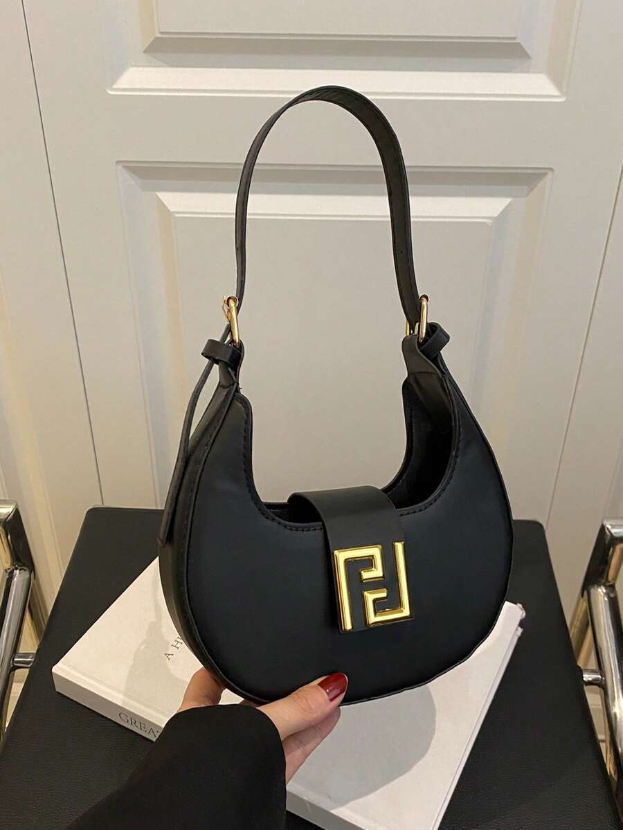 バッグ レディース ショルダーバッグ 1個 ソリッドカラー ヴィンテージ シンプル PU レディースバッグ、ファッション アンダー拍卖