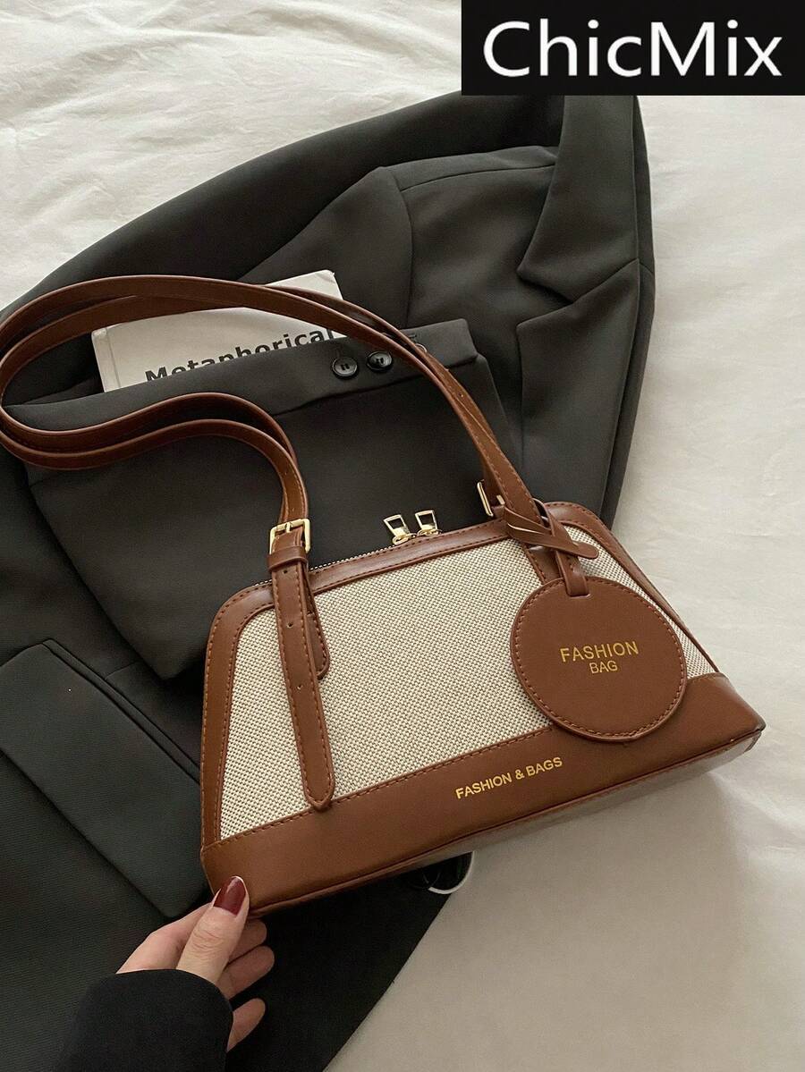 バッグ レディース ショルダーバッグ ファッショナブルなカラーブロック スプライシング シェル型ウィメンズバッグ エレガントなショ拍卖