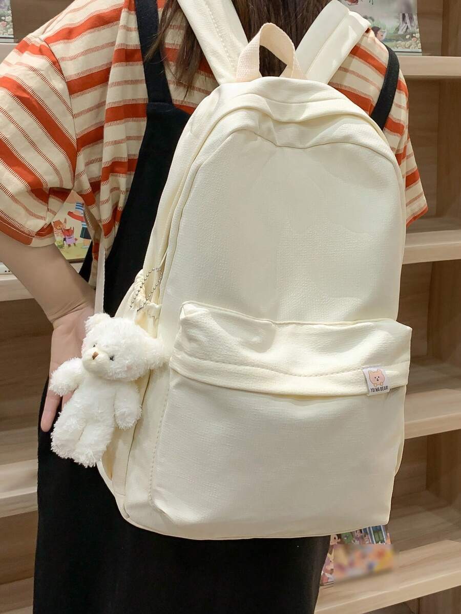 バッグ レディース バックパック 1個 かわいいミニマリストデザイン大容量バックパック クマのデコレーション、旅行、ショッピング、拍卖