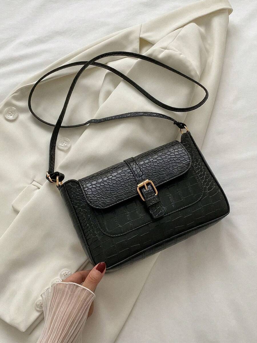 バッグ レディース ショルダーバッグ シンプルなファッション ソリッドカラー レザーベルト装飾 クロスボディバッグ拍卖