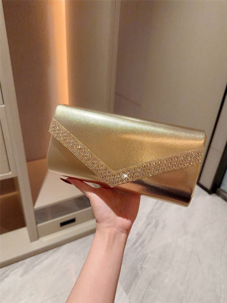 バッグ レディース ドレスバッグ 月明かりの夕べ バッグ - 1個 ミニマリスト グリッター レザー エンベロープクラッチ、エレガ拍卖