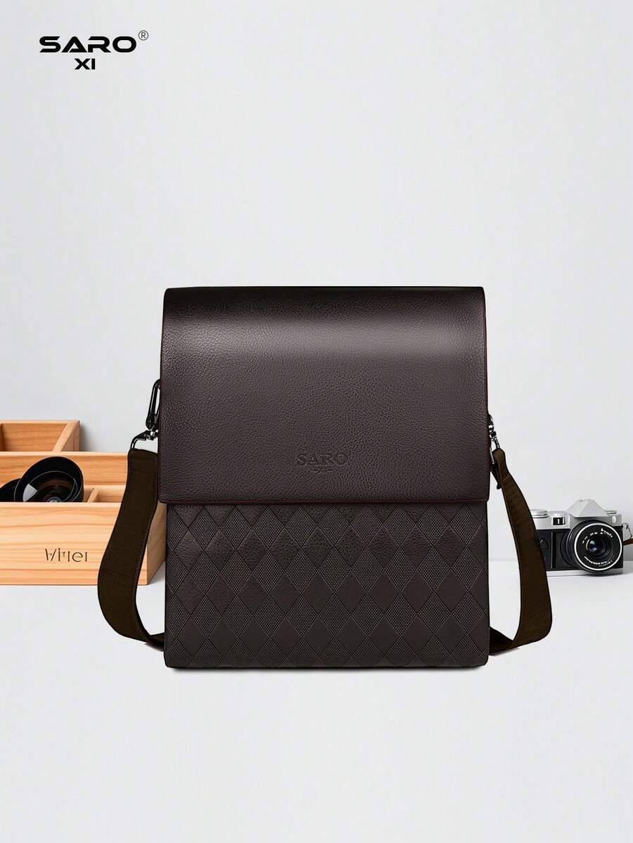 バッグ メンズ ショルダーパック 1個 シンプルなPUレザーショルダー/クロスボディバッグ メンズ用、サイドポケット付きカジュアル拍卖