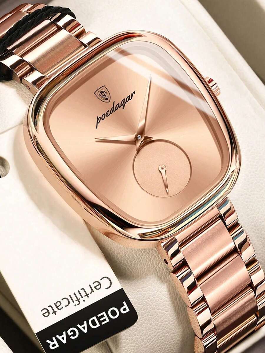 腕時計 レディース クォーツ 1個 エレガントなローズゴールドステンレススチールバンド 楕円形ダイヤル レディース クォーツ腕時計拍卖