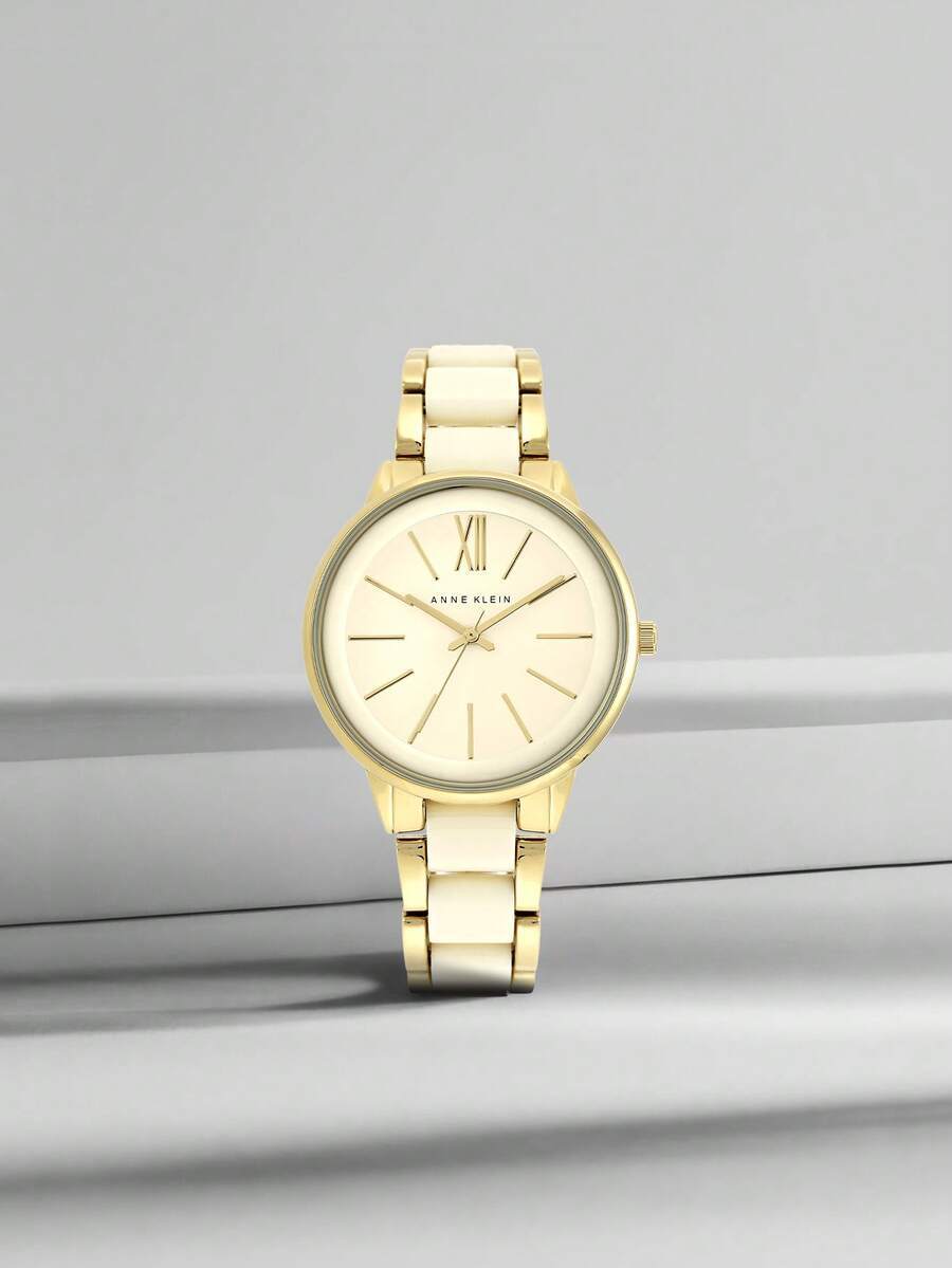 腕時計 レディース クォーツ 女性用樹脂クォーツブレスレットウォッチ、ゴールドトーンケース、女性用防水アナログウォッチ、レディース拍卖