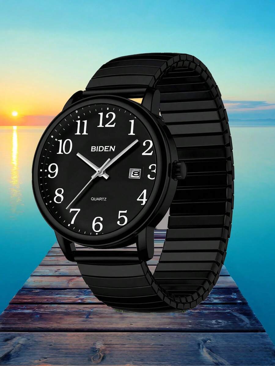 腕時計 メンズ クォーツ バイデン ファッショナブルなレトロ腕時計、男女兼用、中高年向け アナログクォーツ、アラビア数字の大きな文拍卖