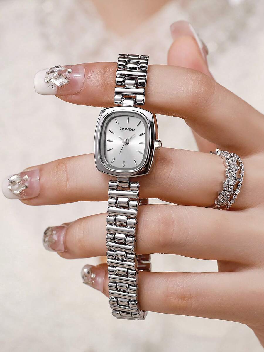 腕時計 レディース クォーツ 1個 スクエアダイヤル レディース腕時計、ヴィンテージ、エレガントでシンプルなスタイル、スタッズ入り拍卖