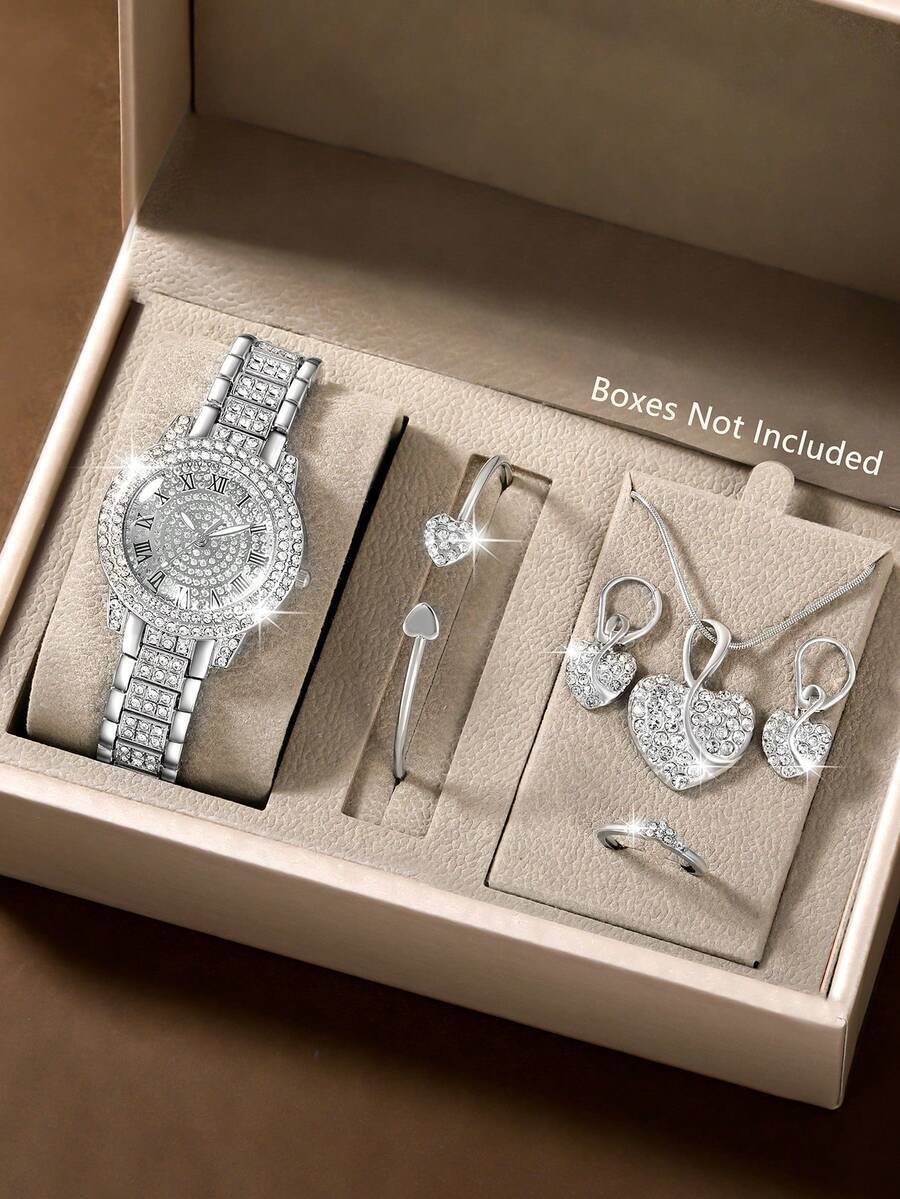 腕時計 レディース セット レディース腕時計セット 豪華なスタイル 女性用 合金鋼バンド クォーツ時計 ラインストーン付き、ローマ拍卖