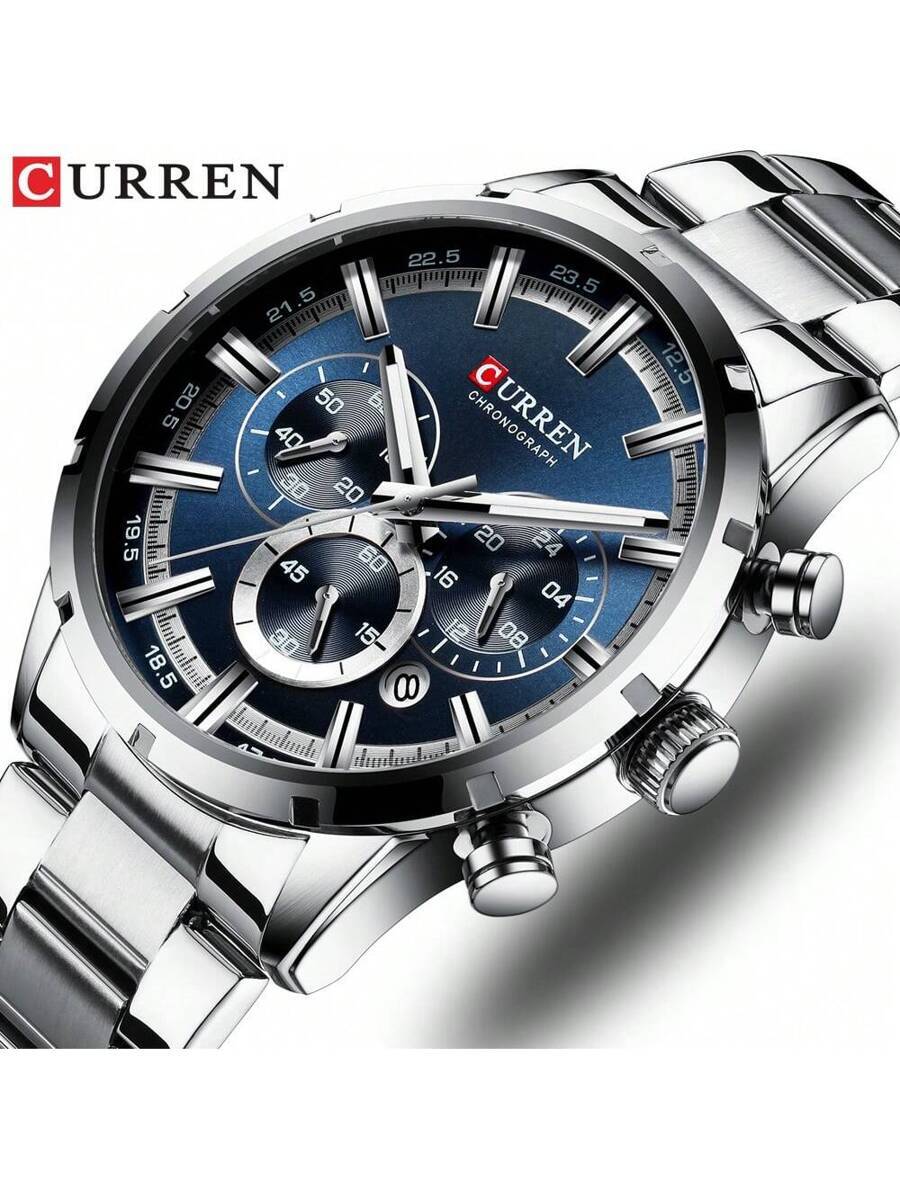 腕時計 メンズ クォーツ ステンレススチールストラップ 男性用防水クオーツ腕時計、多機能、父の日に最適拍卖