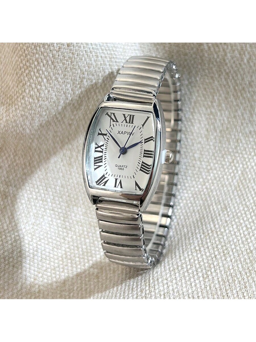 腕時計 ペアウォッチ 1個 カップルのローマ数字スケール エラスティックバンド クォーツ腕時計、ファッショナブルな女性用ストレッチ拍卖