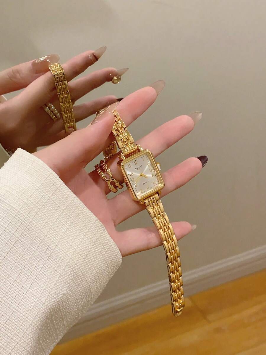 腕時計 レディース クォーツ 1個 ゴールドストラップ、ヴィンテージ、カジュアル、ファッション、レディース クォーツ 腕時計、ゴー拍卖