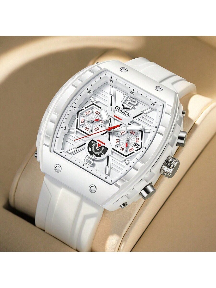 腕時計 メンズ クォーツ メンズスポーツウォッチ、防水シリコーンバンド、自動クロノグラフ、発光デイト表示、メンズウォッチギフト拍卖