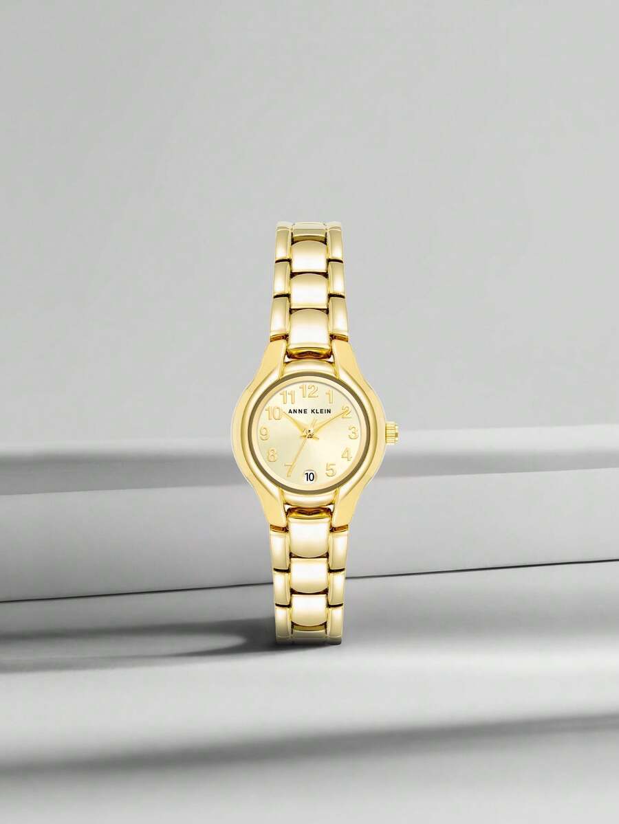 腕時計 レディース クォーツ 女性用日付機能付きクォーツブレスレットウォッチ、ゴールドトーンのヴィンテージアナログウォッチ、ライト拍卖