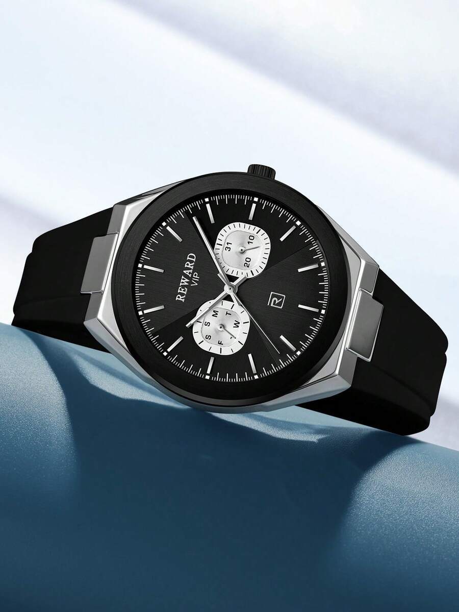 腕時計 メンズ クォーツ メンズクォーツ腕時計 シリコンバンド ビジネスファッションスタイル タイミングカレンダー 蓄光針 マルチ拍卖