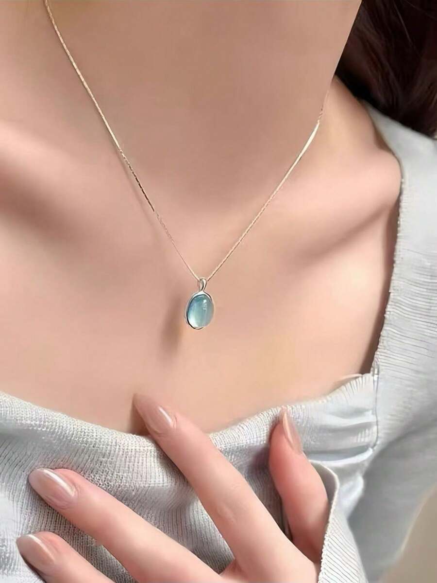 ジュエリー レディース ネックレス ペンダント アクアマリンペンダント スターリングシルバー ネックレス 高品質 女性用拍卖