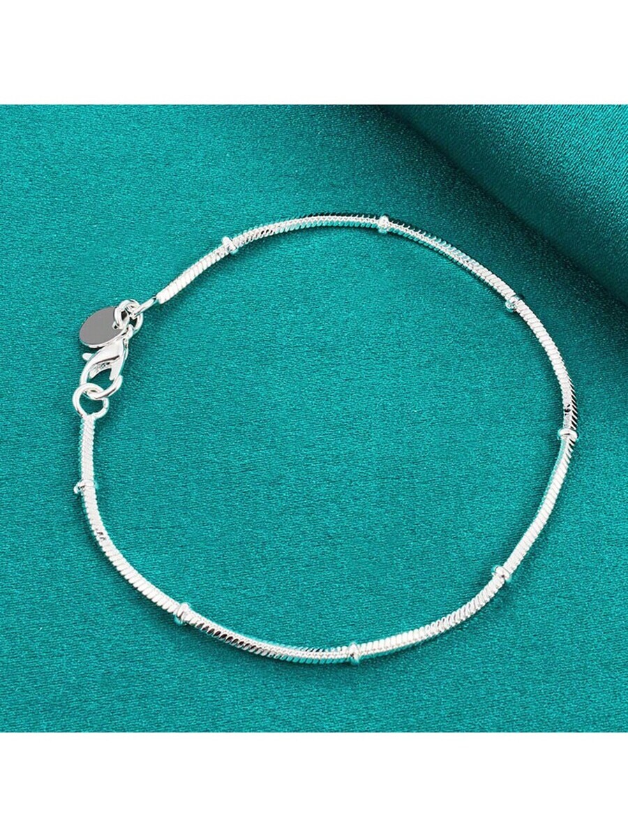 ジュエリー レディース ブレスレット チェーン 高級感のあるファッション925シルバーメッキ細いスネークチェーンブレスレット、女性拍卖