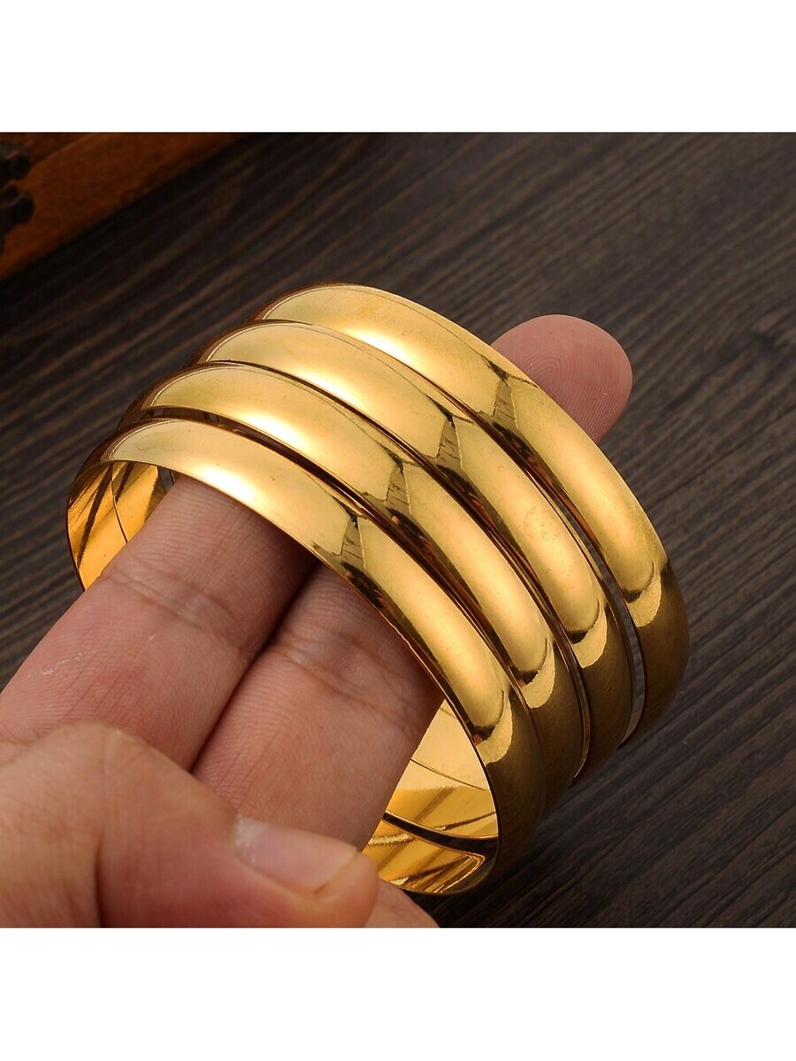 ジュエリー レディース ブレスレット バングル 4個セット ゴールドカラー ドバイスタイル ウィメンズ コパー バングル、アフリカ拍卖