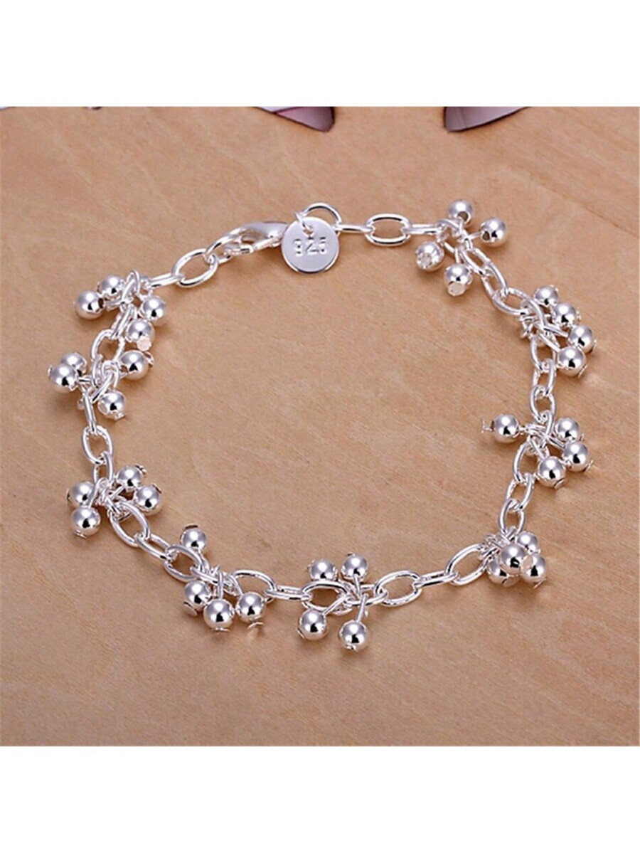 ジュエリー レディース ブレスレット チェーン 925スターリングシルバーメッキビーズチェーンブレスレット、女性の結婚式、ファッシ拍卖