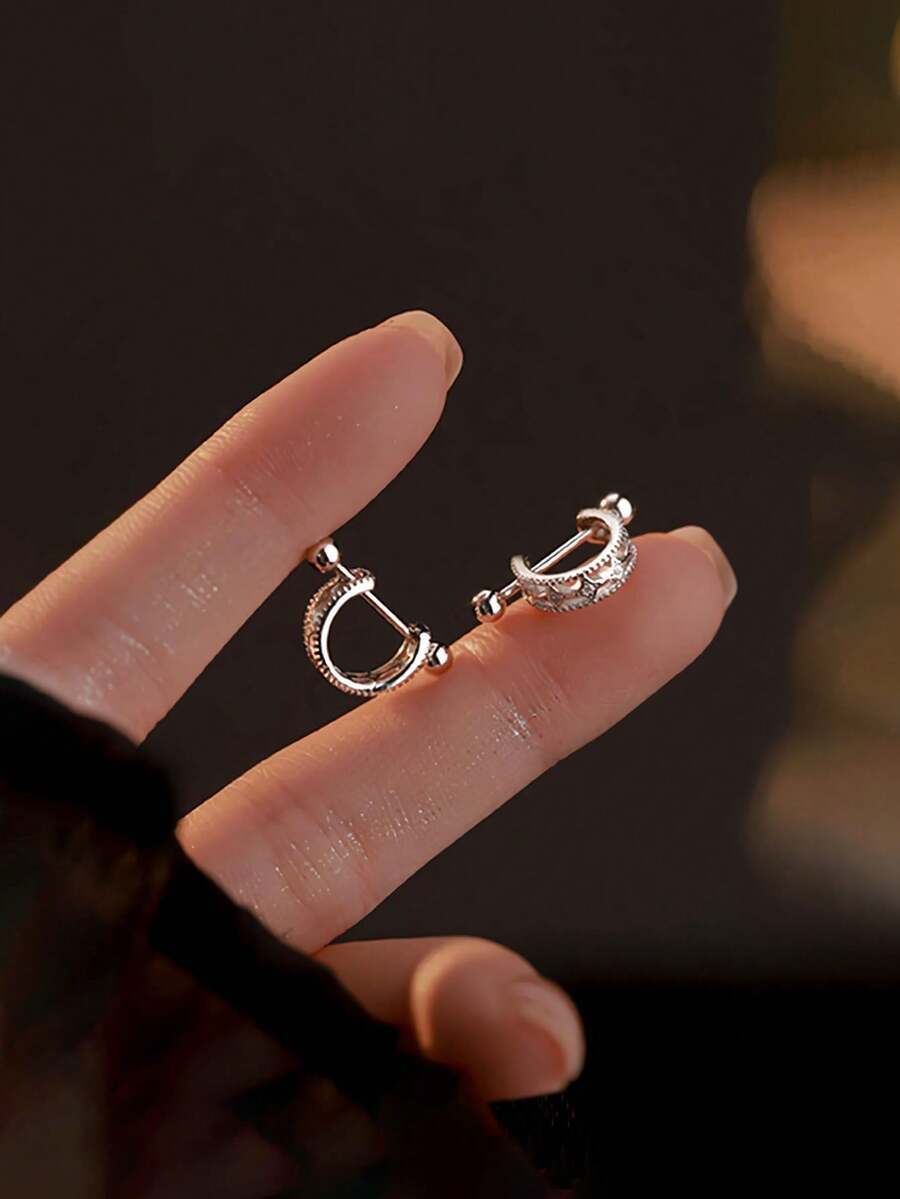 ジュエリー レディース イヤーアクセサリー 女性用 スターリングシルバー925 ファッショナブルエレガントジオメトリックミニフープ拍卖