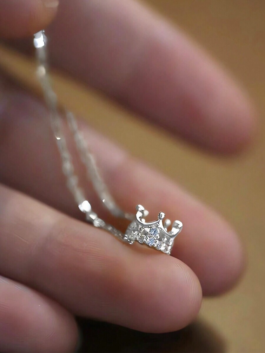 ジュエリー レディース ネックレス ペンダント 1個 スターリングS925シルバー 精巧で上品なクラシッククラウンジルコニア ゴー拍卖