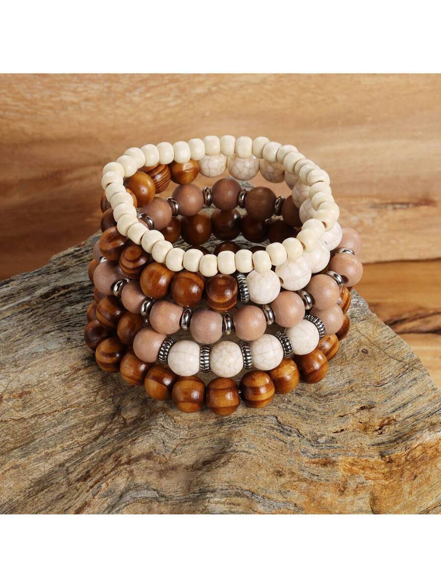 ジュエリー メンズ ブレスレット セット 木製ビーズブレスレット アクセサリー 5個セット、男女問わずギフトに適しています拍卖