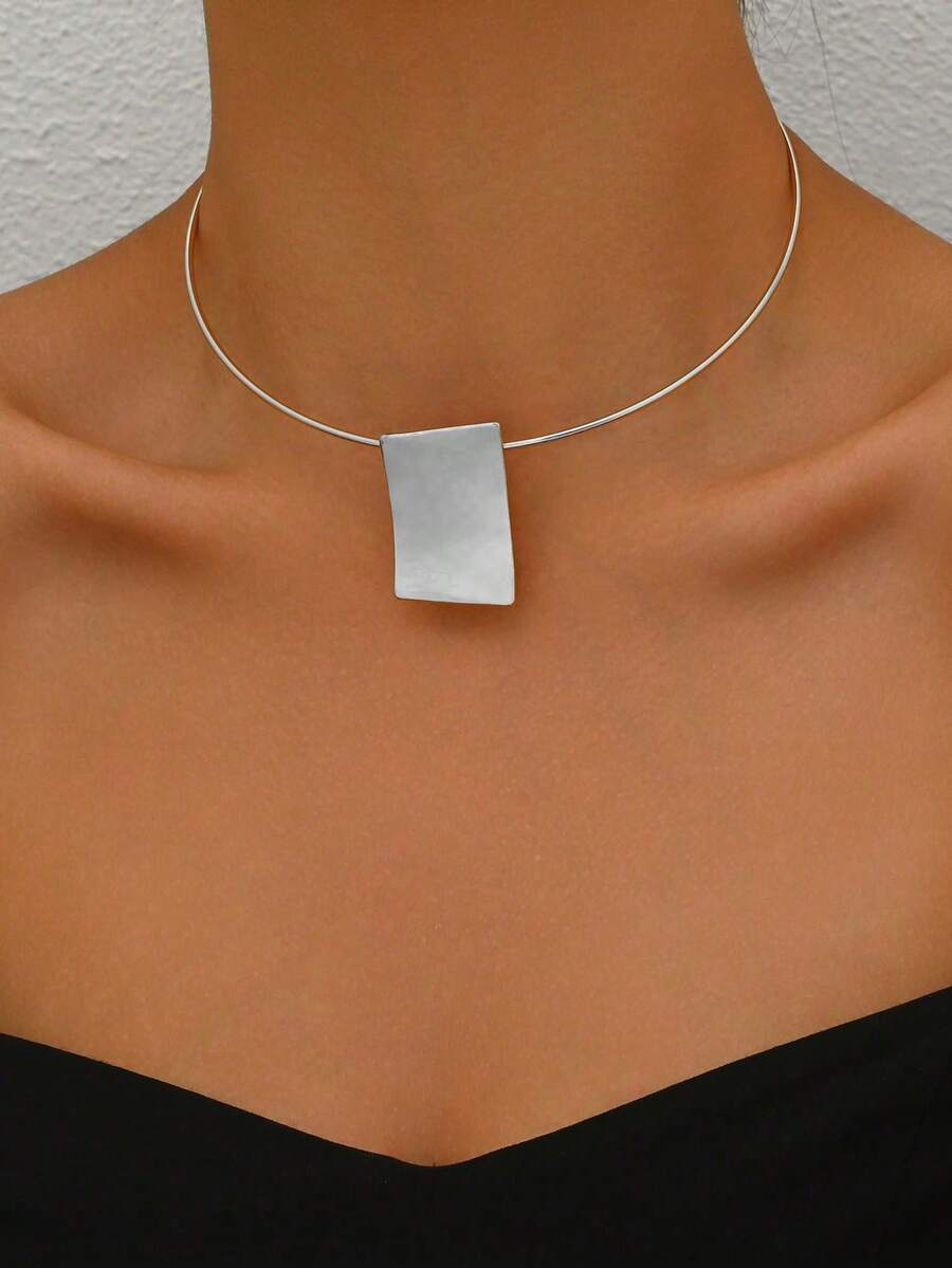 ジュエリー レディース ネックレス チョーカー 1個 優雅な ミニマリスト ジオメトリック スクエア ネックレス、女性に適していま拍卖