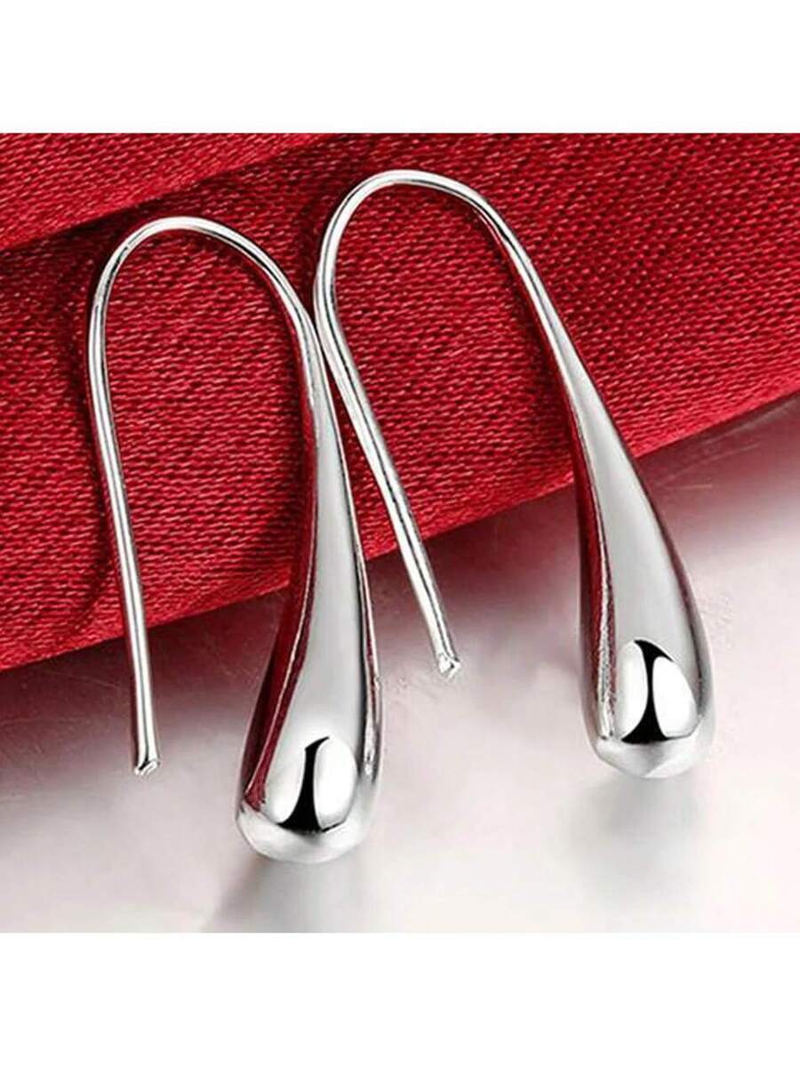 ジュエリー レディース イヤーアクセサリー 925スターリングシルバーメッキ ウォータードロップ ペンダント フープピアス レディ拍卖