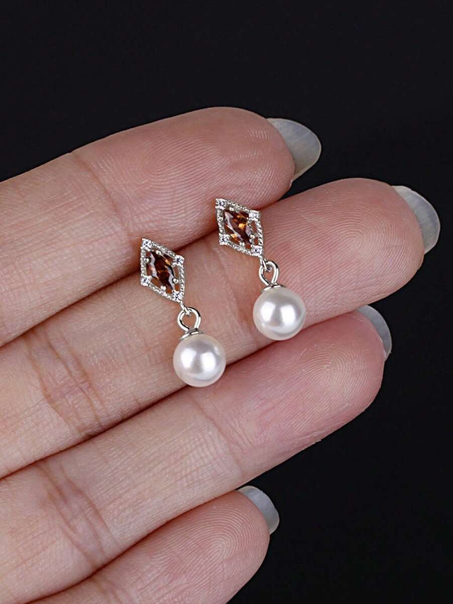 ジュエリー レディース イヤーアクセサリー 2個セット ヴィンテージ エレガントS925スターリングシルバー 人工真珠 ペリドット拍卖