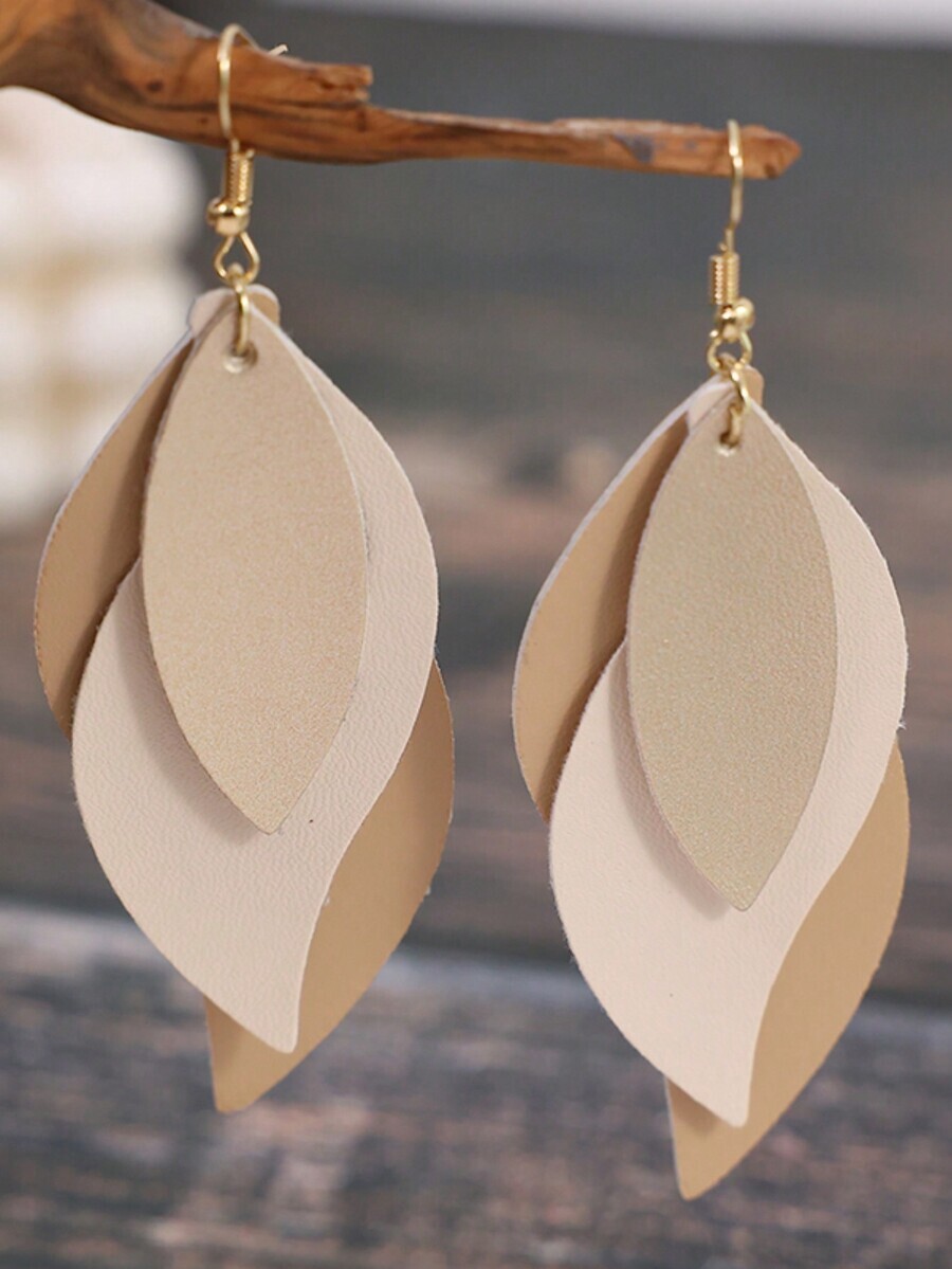 ジュエリー レディース イヤーアクセサリー クロスボーダー ヴィンテージ シンプル 字 リーフ レイヤード ライトレザー ピアス拍卖